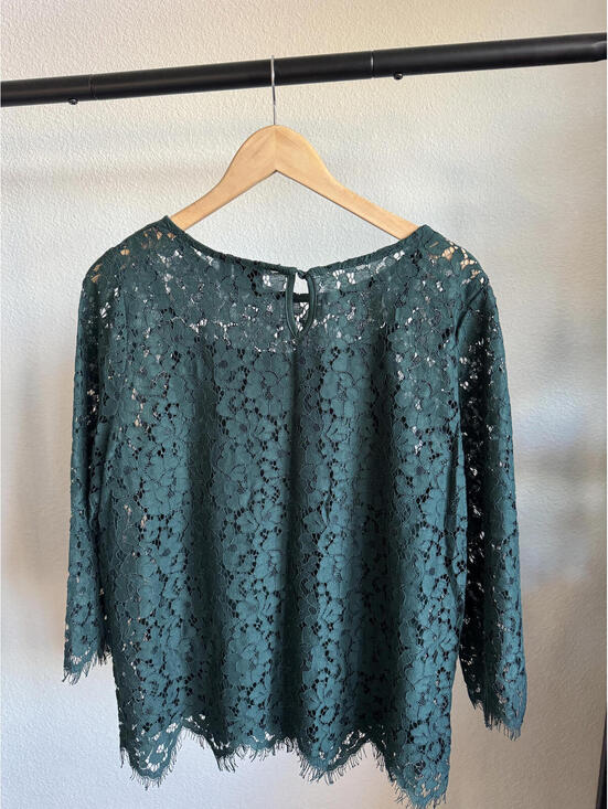 Rafaella Tops - Rafaella Jade Green Lace Bell Sleeve Top with Cami Size L